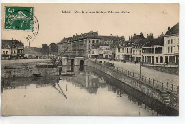 LILLE - Nord - CPA 59 - Le quai de la basse Deule et l'hospice general