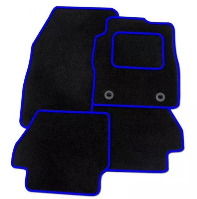 Tailored For Ford Mondeo Mk5 2015-2022 - Black Carpet Car Floor Mats Blue Edging