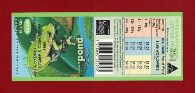 1999 Australia Small Pond Booklet SG SB 132 silver overpr. APTA Sydney