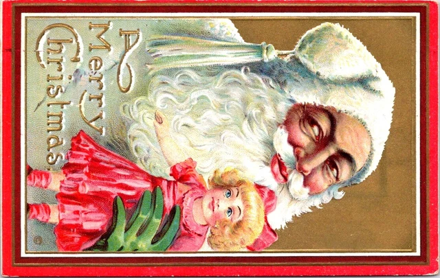1912, SANTA Holding a Doll, CHRISTMAS Greetings Postcard - Series 213 A