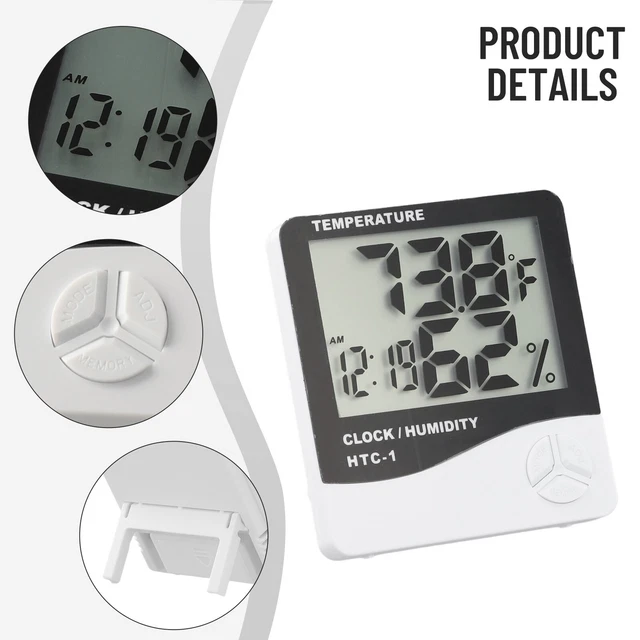 ROOM THERMOMETER HYGROMETER Humidity Meter Alarm Clock Accurate