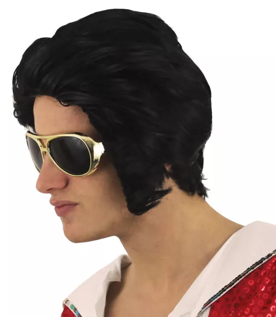 Mens Elvis Quiff Wig 1950S Rock N Roll Fancy Dress Costume Accessory The King