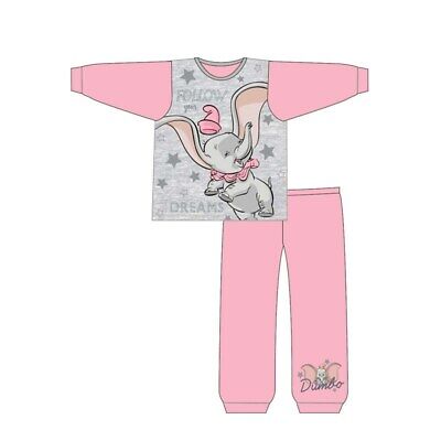 Dumbo the Elephant Girls Pyjamas Kids Long Sleeve Nightwear PJs Cotton Pink