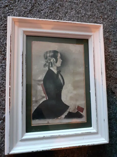 19Th Century Naive  Lady  Figure   Watercolour  Painting.