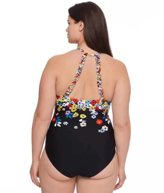 Anne Cole MULTI Plus Size Flower Field High-Neck One-Piece Swimsuit, US 22W 3