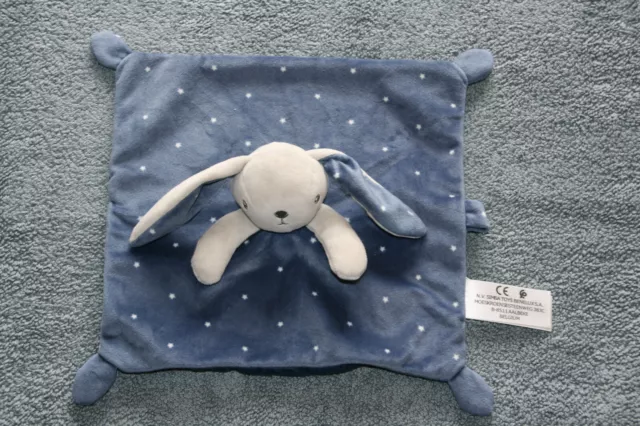 Simba Toys Doudou Lapin Plat Bleu Gris Etoiles Attache Tetine Etat Neuf 2