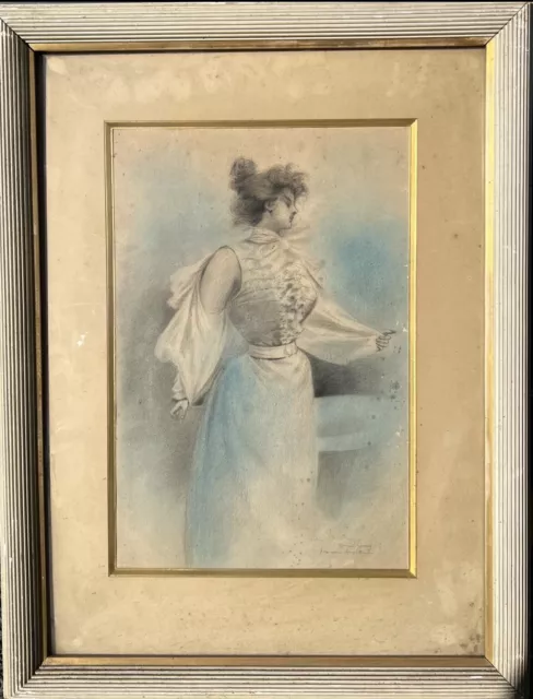 Henri Boutet (1851-1919) - Elegant, Circa 1900 Pastel Art Nouveau