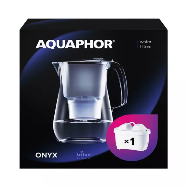 AQUAPHOR Wasserfilter Onyx - 4,2 L Filterkrug inkl. 1 MAXFOR+ Kartusche, schwarz