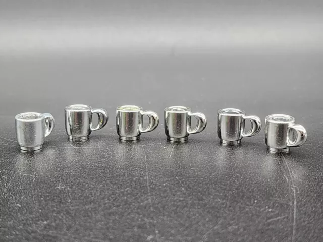 Lot of 6 LEGO Scala Utensil Cup Chrome Silver 33054 for Star Wars 7137 + More
