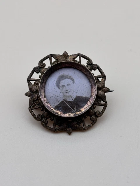 Belle Broche Vintage Ancienne Avec Porte-photo - Décoration Rétro - Occasion En Bon état