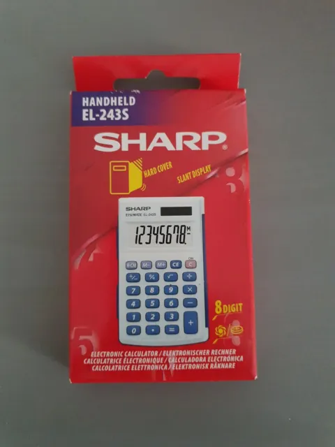 Taschenrechner mit Klappdeckel SHARP EL-243 S, Solar-/ Batteriebetrieb 8-stellig