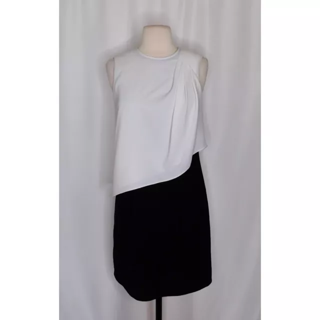 NWT!! SHOSHANNA Black & White Dress Draped Sheath Dress Colorblock ~ Size 0 2