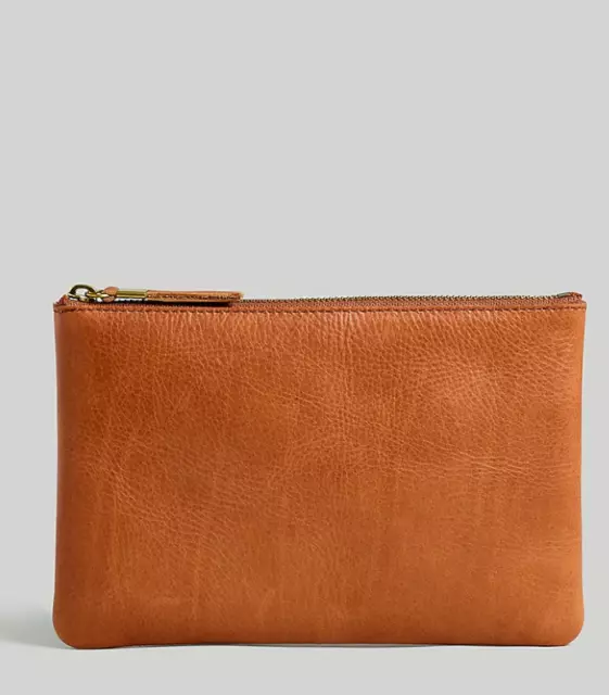 Madewell $50 The Pouch Clutch English Saddle F6966 Embossed 5