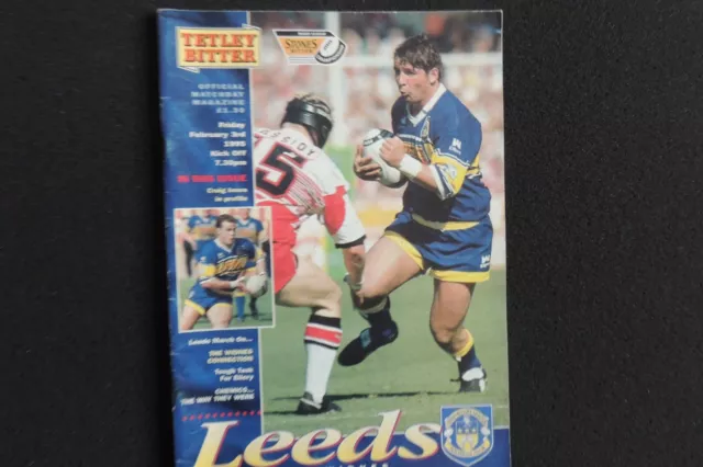 Rugby League. Leeds v Widnes 3rd February 1995 Official Programme