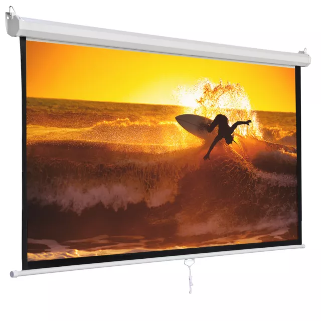 120"1:1 Projection Projector Screen Manual Pull Down Matte HD Movie Theater Home