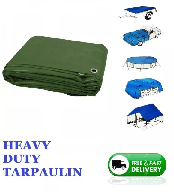 Heavy Duty Tarpaulin Waterproof Cover Tarp Ground Camping Sheet Green