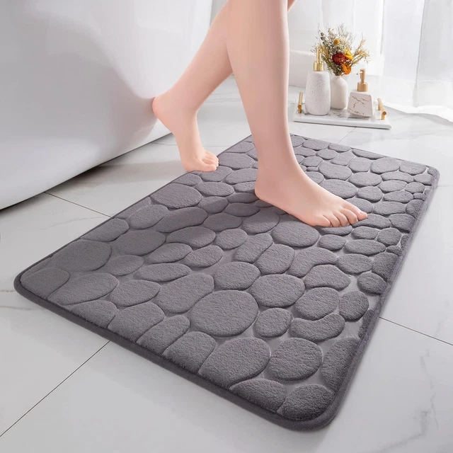 Tapis De Bain Noir Tapis De Bain Chenille 40x60 Cm - Super Absorbant - Antidérapant PVC - Lavable Machine - Gris - Salle De Bains Absorbant Microfibre