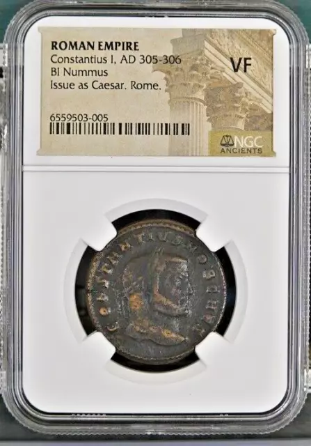 Roman Empire Constantius I AD 305-306 BI Nummus Issue as Caesar Rome NGC VF