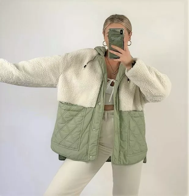 Zara green shearling coat cheap
