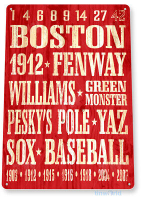 TIN SIGN Boston Baseball Red Sox Metal Décor Wall Store Shop Garage Bar A257