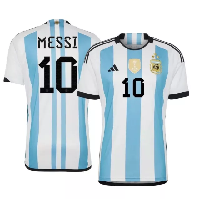 3 Sterne Argentinien Lionel Messi Spielerversion Trikot 2022 WM-Patch