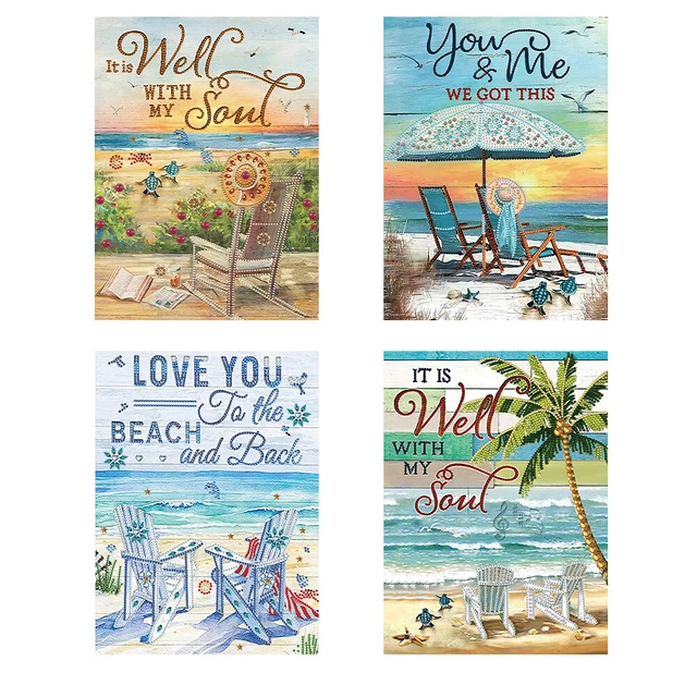 5D DIY Partial Special Shaped Drill Diamond Painting Seaside Cross Stitch Kit
