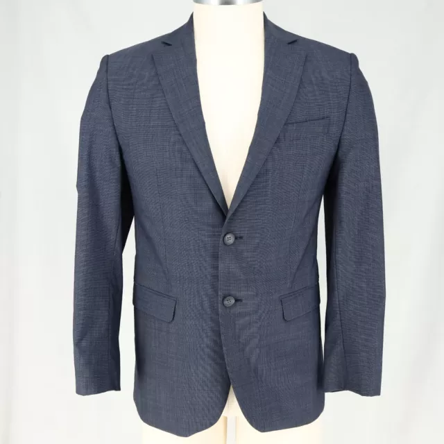 Simon Spurr Valero Sport Coat Jacket Size 40R Mens Wool Blue Micro Plaid