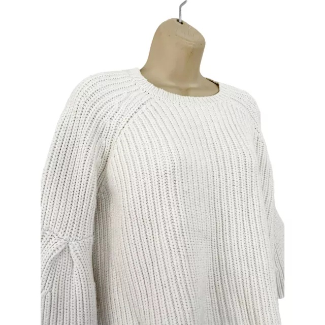 ELIZABETH AND JAMES Carolina Crop White Bell Sleeve Heavy Knit Sweater Woman's M 3