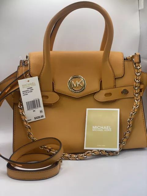 Michael Kors Black Carmen Extra-Small Saffiano Leather Belted Satchel Bag  at FORZIERI