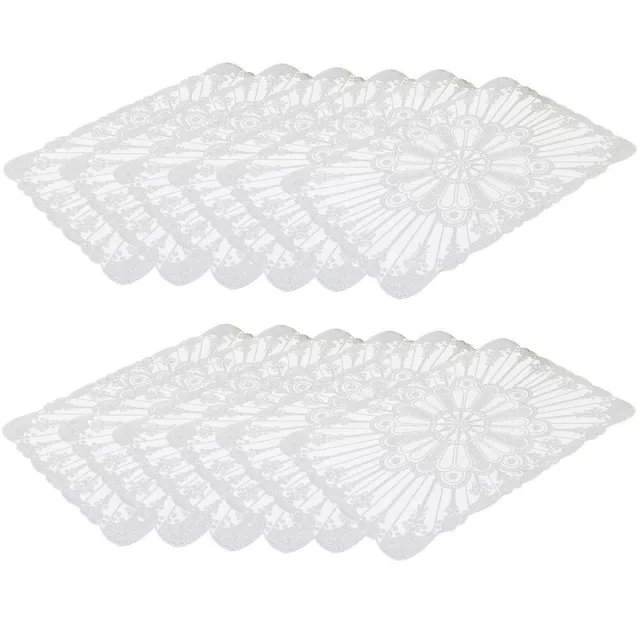 Modern Silvery Rectangle Placemats Pack of 12 for Dining Table Decoration