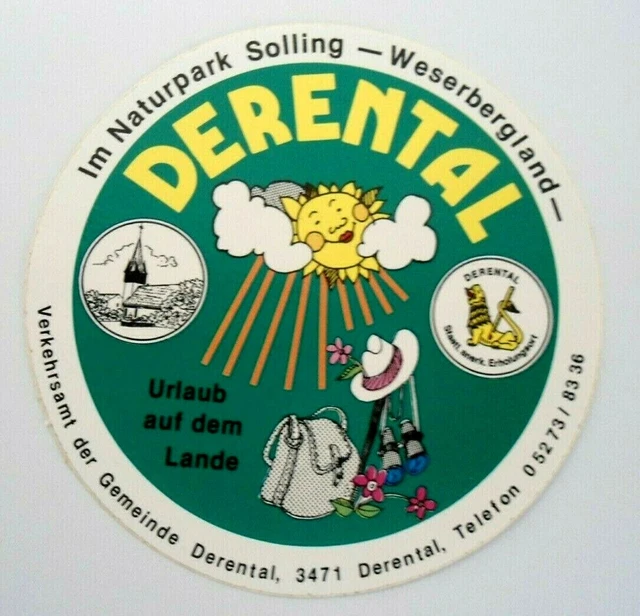 Souvenir-Aufkleber Derental Naturpark Sollig Weserbergland Niedersachsen 80er