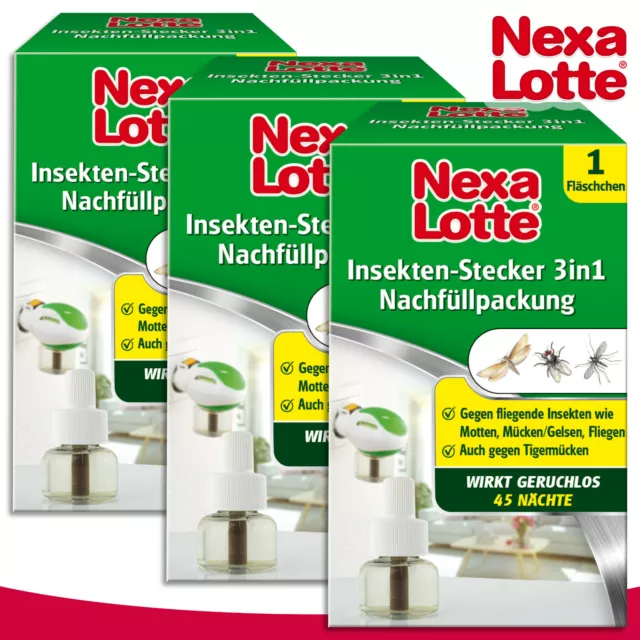 Substral Nexa Lotte 3x Insekten-Stecker 3in1 Nachfüllpackung Refill Motten Mücke