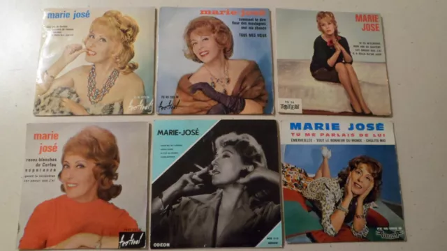 Lot collection de 6 disques vinyles EP 45T de Marie José - 45 tours