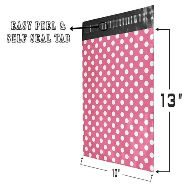Pink polka dot 10 x 13 Poly Mailers 25 Count