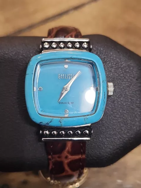 Vintage/RARE ECCLISSI Sterling Silver And Turquoise watch