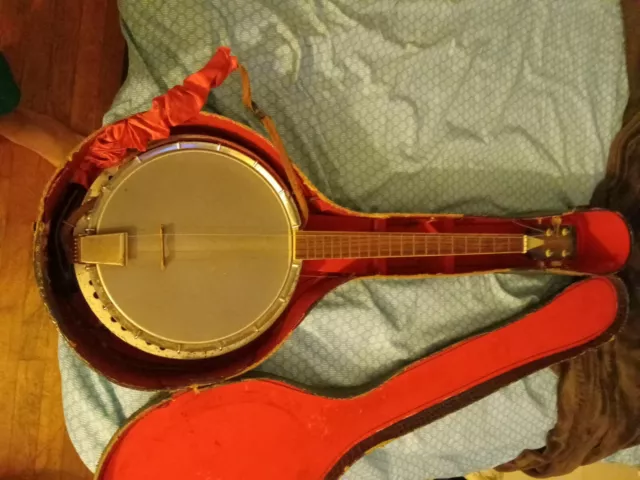 Vintage KY 4 String Banjo W/ case Is  Old