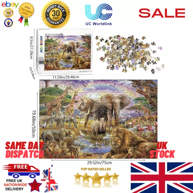 Jigsaw Puzzles for Adults Kids, 1000 Pieces Animal World Puzzles