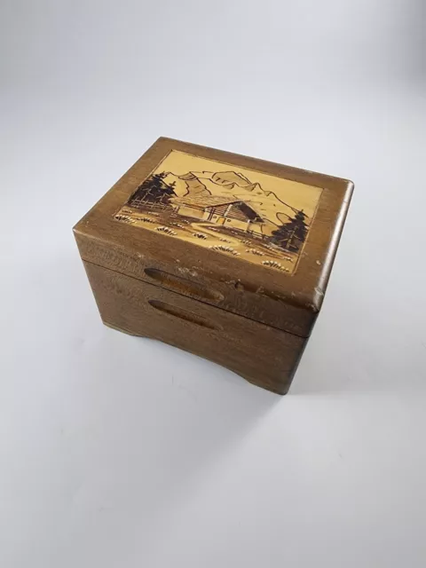 Vtg Cuendet Carved Wood Made Switzerland Music Box