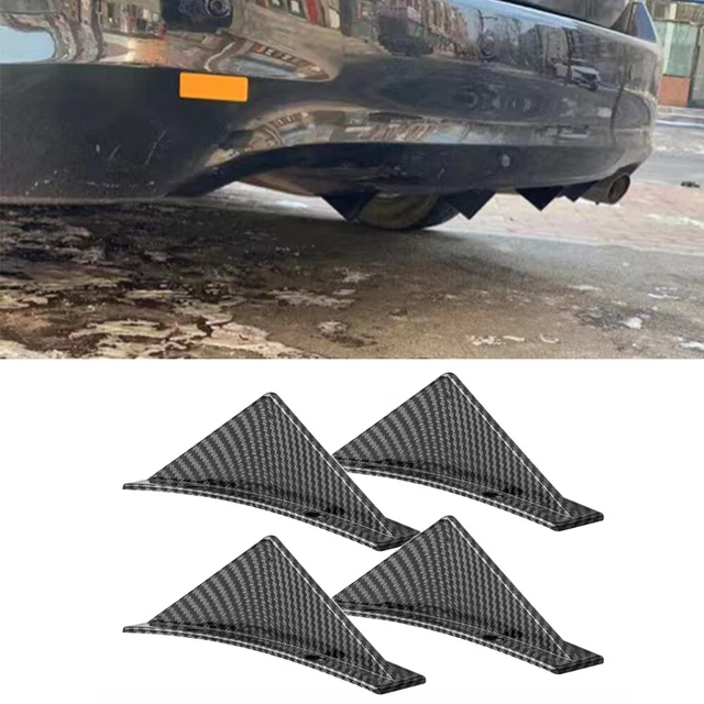 Universal Sedan Rear Bumper lip Splitter Diffuser 4 Shark Fin Carbon Fiber