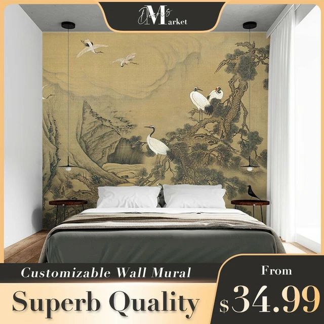 CHINESE CRANES ART Traditional 3D Wall Mural Bedroom Australia