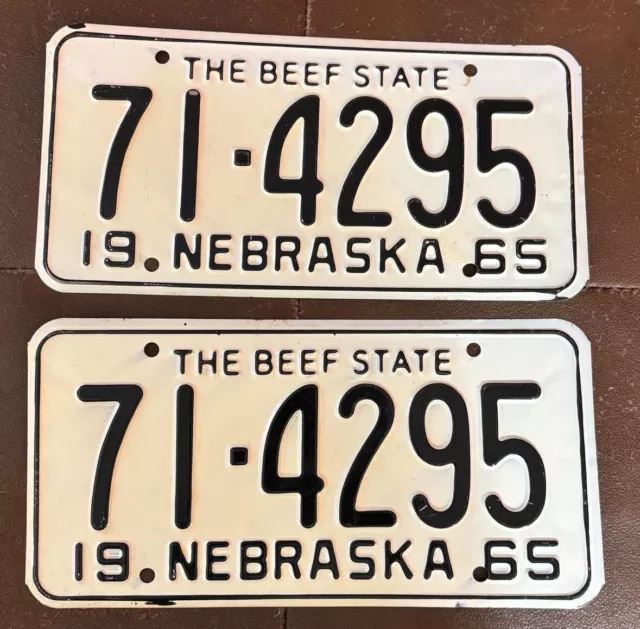 Nebraska 1965 KIMBALL COUNTY License Plate PAIR - SUPERB QUALITY # 71-4295