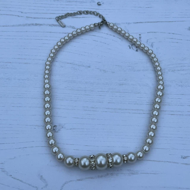 24CM BRIGHT PEARL Pink Clear Crystal Bead Diamante Italian