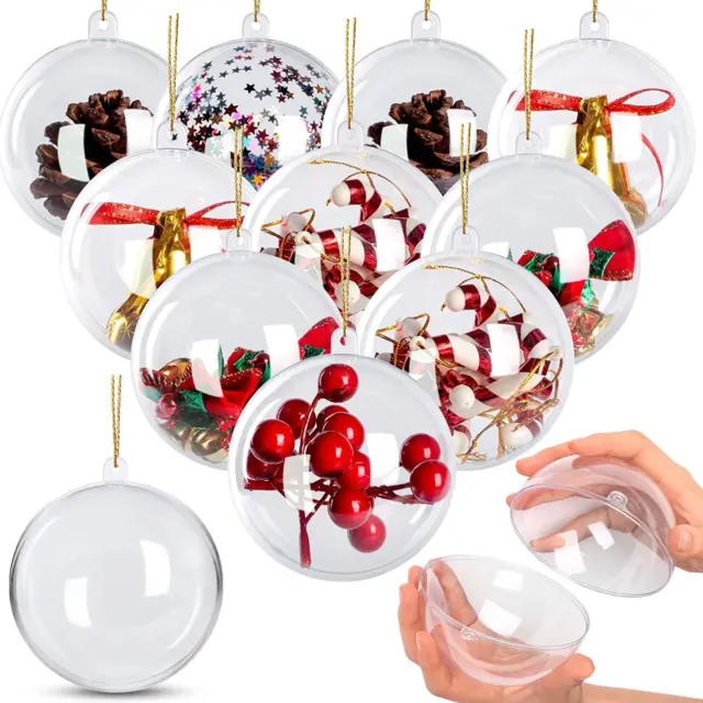 5/10 Pack Clear Plastic Fillable Ornaments Balls Christmas Tree Party Decor  DIY