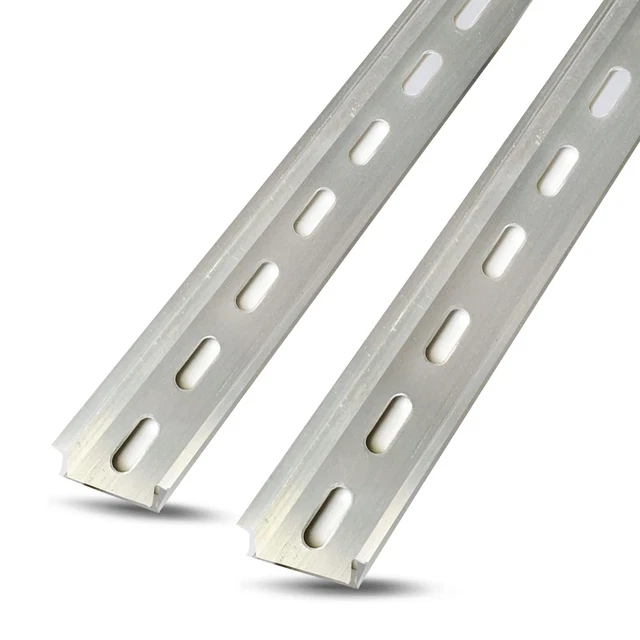 2 Piece DIN Rail Slotted for Hardware Components Mounting, Aluminum Din Rails wi
