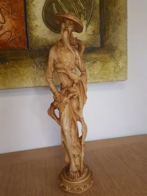 Vintage Resin Oriental Chinese Man Figurine Sculpture