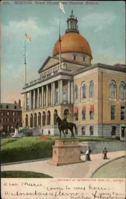 USA Vintage Postcard 1905 BOSTON State House Building Hooker Statue Amerika AK