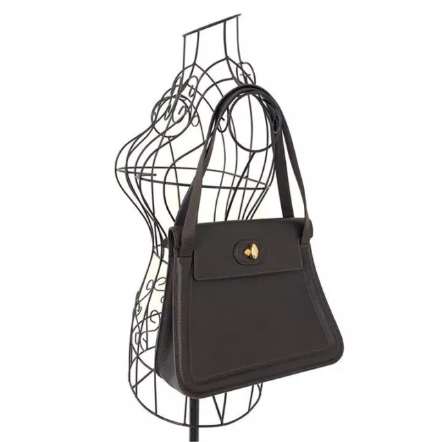 delvaux Shoulder bag leather tote handbag Women's Ladies Accessories Dark Brown