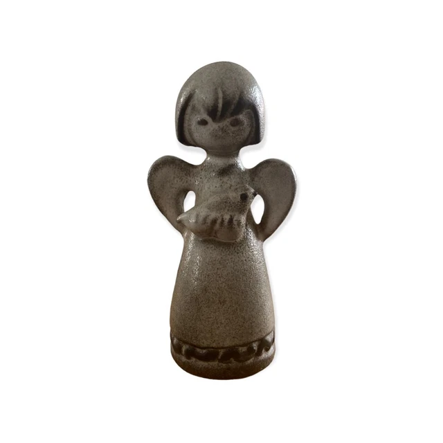 Vintage Howard Pierce Pottery Figurine Angel With Bird