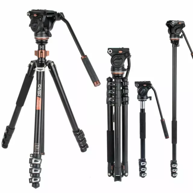 Kit monopiede treppiede video professionale, Cayer AF2451 Cavalletto (f7e)