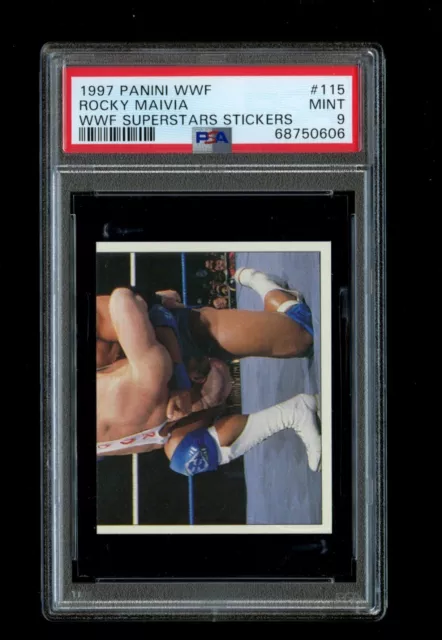 1997 Panini WWF Superstars Rocky Maivia 115 Stickers PSA 9 Pop 4 No 10's